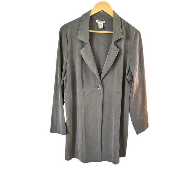 Agenda Gray Long Sleeve, One Button, Long Blazer sz 1x - Picture 1 of 10